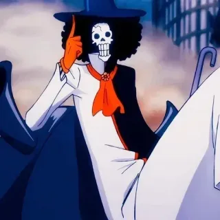 😌 d40b2fe1 Brook One Piece anime, skeleton, pirate, musician, Brook, One Piece telegram sticker