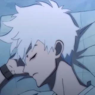 ⏱ 03fa2209 애니메이션, 소년, 수면, 만화, 캐릭터, 흰 머리 telegram sticker