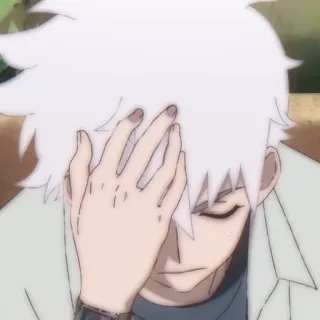 ⏱ 12c64d7d 애니메이션, 흰머리, 슬픈, 캐릭터, 남성, 만화, 남자 telegram sticker