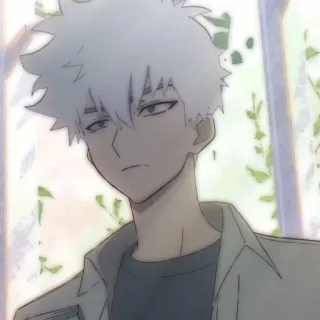 ⏱ 9f93bfcf 애니메이션, 소년, 캐릭터, 흰머리, 캐주얼, 만화, 미적 telegram sticker