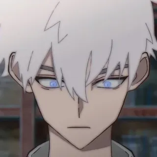 ⏱ a7571a65 애니메이션, 소년, 흰 머리, 파란 눈, 진지한, 만화 telegram sticker