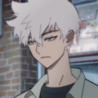 ⏱ fa6c0071 애니메이션, 흰머리, 남성, 진지한, 인물 사진 telegram sticker