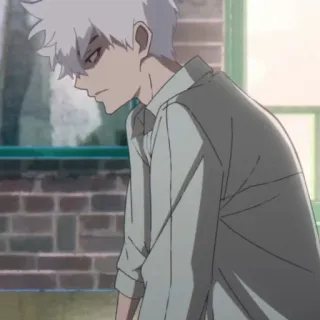 ⌚️ 27832ab6 anime, anak laki-laki, rambut putih, sedih, karakter telegram sticker