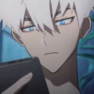 ⌚️ 2925a7b1 Anime, Karakter, Rambut putih, Mata biru, Seni digital telegram sticker