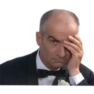 😐 5e62afd9 man, facepalm, disappointment, frustration, tuxedo, wedding, gesture telegram sticker