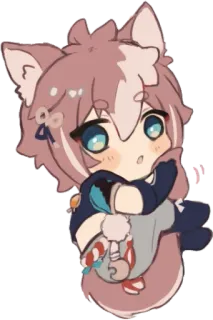 😗 9534c213 อนิเมะ, จิบิ, สติกเกอร์, น่ารัก, คาวาอิ, หูสัตว์ telegram sticker