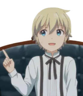 👍 b7f5809a อนิเมะ, เด็กผู้ชาย, ตัวละคร, ผมสีทอง, ชี้ telegram sticker