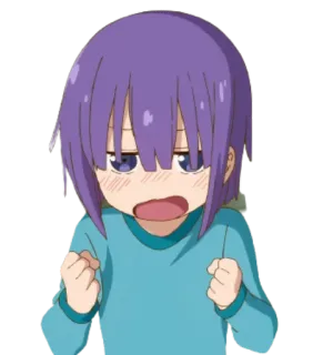 😚 e69b9aad อนิเมะ, ผมสีม่วง, โกรธ, เสียใจ, การ์ตูน, ตัวละคร telegram sticker