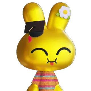 🟡 497e7edc 兔子, 毕业, 卡通, 花, 可爱 telegram sticker