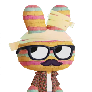 🟡 76a1c0b1 皮纳塔, 兔子, 眼镜, 胡子, 法兰绒衬衫, 卡通 telegram sticker