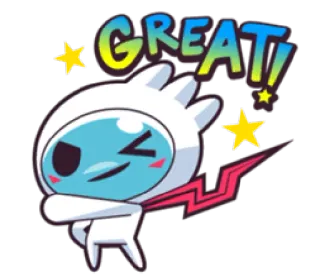 😉 1afd814f GREAT! Мультфильм, Персонаж, Позитив, Отлично, Звезды, Милый whatsapp sticker