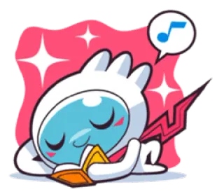 📖 42c8aea8 Мультфильм, Сон, Чтение, Музыка, Милый, Персонаж whatsapp sticker