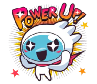 ✨ 4d6310c8 POWER UP! сила, вверх, блеск, милый, экшн, энергия, мультик whatsapp sticker