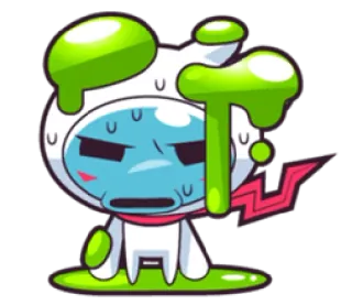 😨 6696e9d7 Мультик, Стикер, Персонаж, Милый, Пот, Зеленый, Белый, Уставший whatsapp sticker