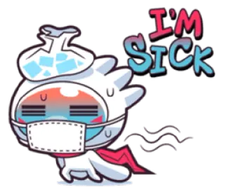 😷 83f8d30d I'm sick больной, болезнь, простуда, грипп, маска, мультфильм, персонаж whatsapp sticker
