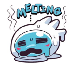😰 879b3690 MELTING таяние, грустный, синий, милый, мультяшный, наклейка, эмоциональный whatsapp sticker