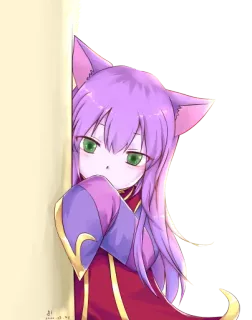 😳 74bf9022 anime, chica gato, pelo morado, chica, orejas de gato, linda telegram sticker