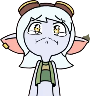 😣 daa9d929 triste, llorando, elfo, dibujos animados, personaje, anime telegram sticker