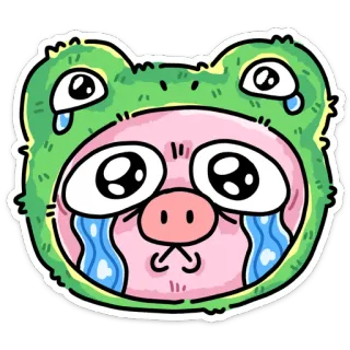 😭 6088a93d rana, maiale, piangendo, triste, carino, cartone animato, animale whatsapp sticker