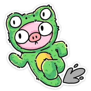 🏃‍♂️ 9638a1f3 rana, cartone animato, animale, carino, divertente, verde whatsapp sticker