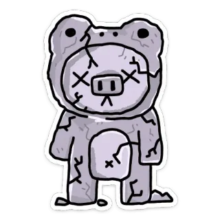 💀 ad5c9875 rana, carino, giocattolo, bambola, rotto, adesivo whatsapp sticker
