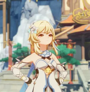 😕 b393c507 Lumine Genshin Impact Аниме, Видеоигра, Genshin Impact, Люмин, Персонаж, Блондинка telegram sticker