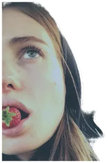 🍓 817312d9 femme, fraise, visage, fruit, manger, fille, nourriture, portrait telegram sticker