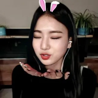 🔮 13593885 woman, bunny ears, portrait, asian, indoors, person, cute whatsapp sticker