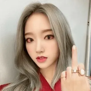 🔮 c85030ab girl, middle finger, offensive gesture, woman, red eyes whatsapp sticker