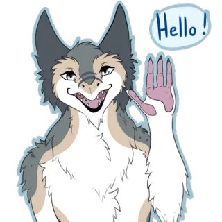 ✋ 0245df88 Hello! Furry, Anthro, Xin chào, Chào hỏi, Động vật, Phim hoạt hình whatsapp sticker