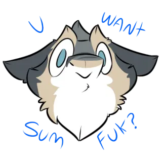 🧀 39843852 U WANT SUM FUK? động vật, hoạt hình, xúc phạm, furry, chó, minh họa whatsapp sticker