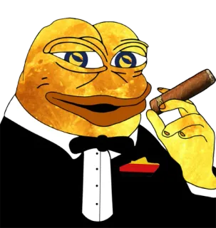 💼 4dfb119a Pepe the Frog Pepe de Kikker, sigaar, meme, internetmeme, zelfgenoegzaam, kikker, goud telegram sticker