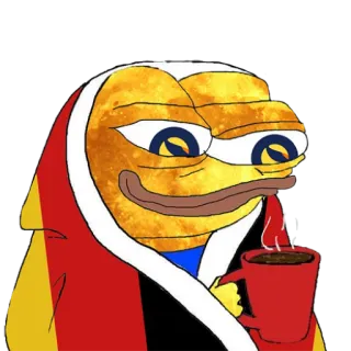 ☕ e9c28a30 Pepe, koffie, meme, kikker, chill, ontspannen telegram sticker