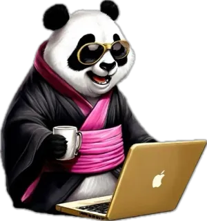 👨‍💻 3df2339a panda, glasses, laptop, coffee, animal, cool, cartoon, funny telegram sticker