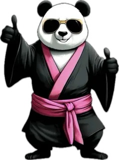 👍 61f7bb94 panda, sunglasses, kimono, thumbs up, cartoon, animal telegram sticker