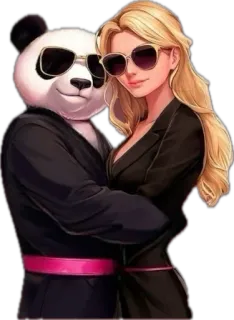 👩‍❤️‍👨 949eeafb panda, woman, sunglasses, suit, cartoon, couple, stylish, fashion telegram sticker