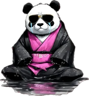 🥲 bdc958b8 panda, crying, sunglasses, kimono, sad, animal, bear, illustration telegram sticker