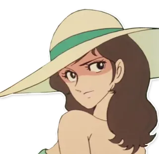 😉 bccafb07 Kreskówka, Kobieta, Kapelusz, Anime telegram sticker