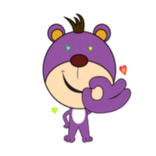 👌 5261c032 卡通, 角色, 熊, 紫色, 动物 telegram sticker