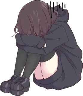 😞 297cddce 슬픈, 애니메이션, 여자, 우는, 우울한, 외로운, 감정적인, 귀여운 telegram sticker