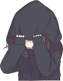 😞 5fd8b7af 애니메이션, 후드티, 소녀, 수줍음, 귀여운 telegram sticker