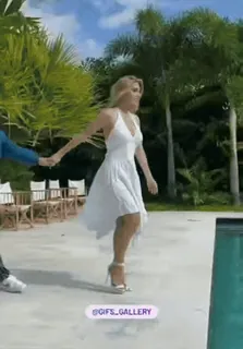 💝 a8b4f741 @GIFS_GALLERY 女性, ドレス, 白, カップル, プール, 庭 telegram sticker