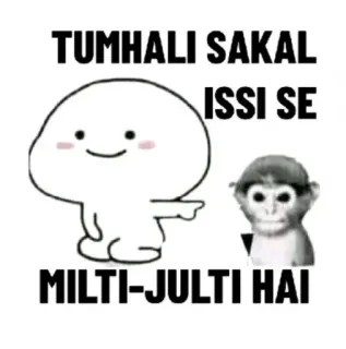 🐒 f7514d4c TUMHALI SAKAL
ISSI SE
MILTI-JULTI HAI meme, monkey, insult telegram sticker