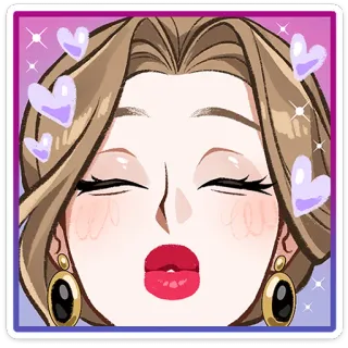 ⭐ 2086769f mulher, desenho animado, beijo, corações, maquiagem, expressão facial whatsapp sticker