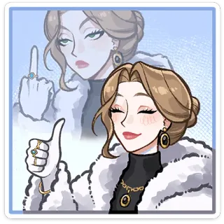 ⭐ 365962ed dedo do meio, ofensivo, ilustração, mulher, rica, casaco de pele whatsapp sticker