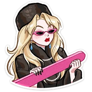 ⭐ 7f540307 mulher, rosa, loira, moda, estilo, personagem whatsapp sticker
