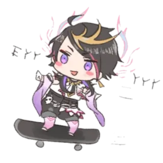 😎 e865ff95 chibi, anime, skateboard, cute, cartoon, art telegram sticker