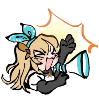 👍 fff964af cartoon, girl, megaphone, cheering, excitement, illustration telegram sticker