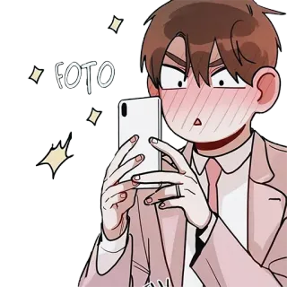 😚 001d8cd6 FOTO cartoon, photo, selfie, blush, man, taking photo telegram sticker