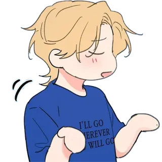 😗 4e0d29eb I'll go wherever you will go cartoon, character, blonde hair, phrase, quote, blue shirt telegram sticker